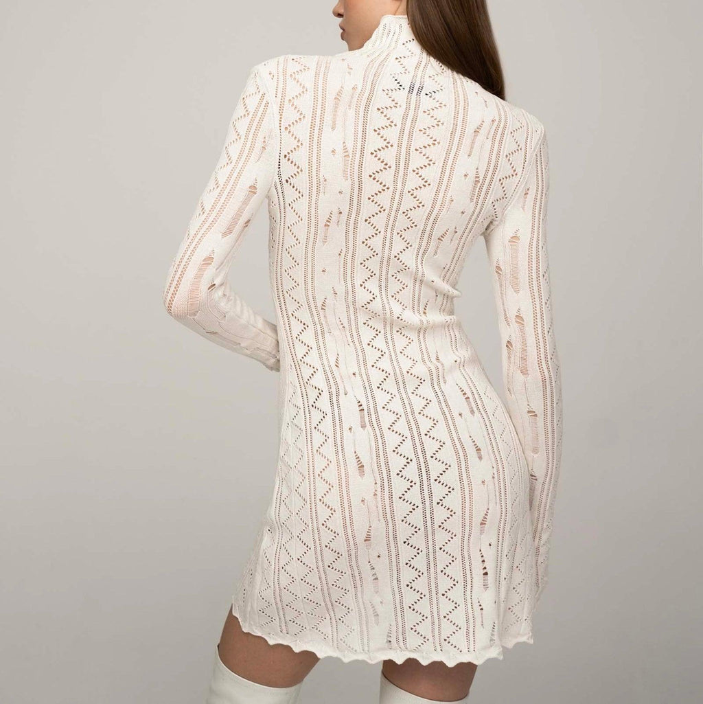 Romie Cotton Knitted Cut-Out Mini Dress