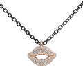 Rose Gold Lips Pendant Necklace With Crystal Accents