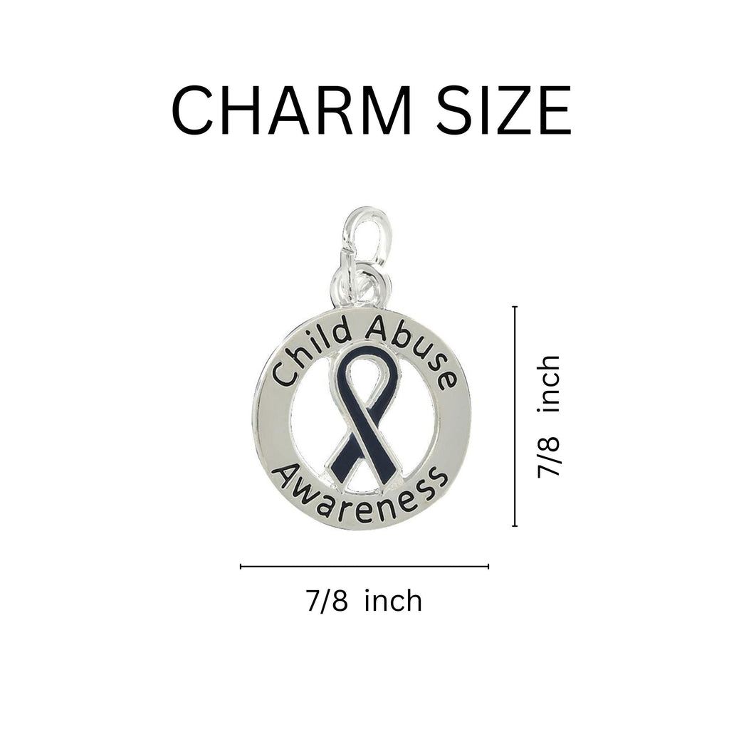 Round Child Abuse Awareness Charm Partial Beaded Bracelet