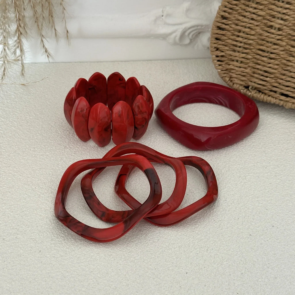 Ruby Swell Wide Geometric Red Bracelets