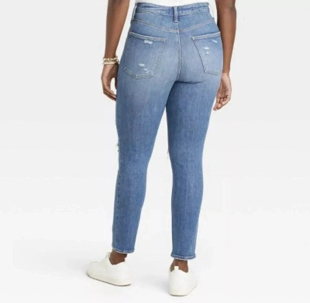 Universal Thread High-Rise Skinny Jeans Medium Wash/Distressed Stretch (Plus Size)