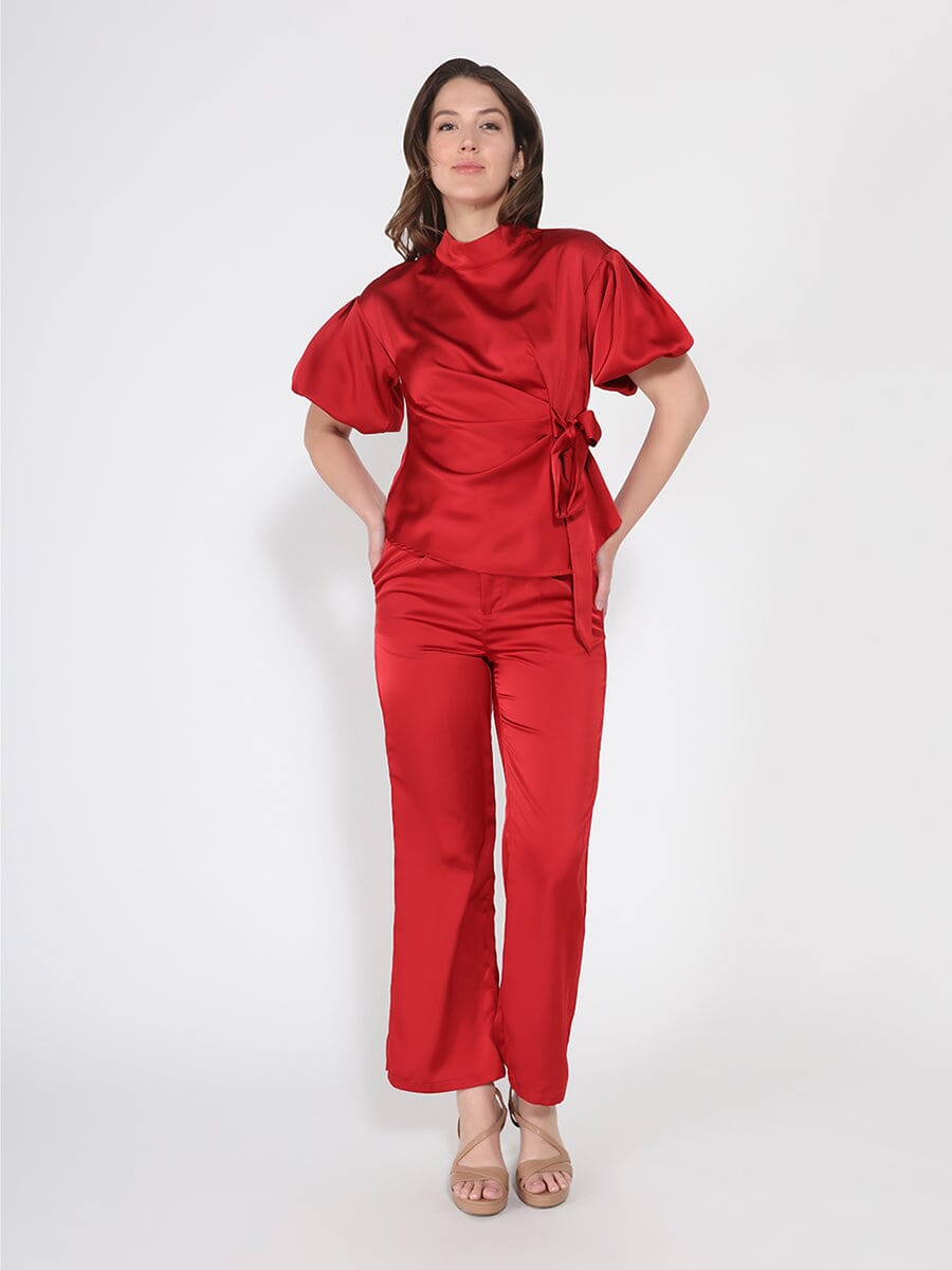 Satin Wide Leg Dress Pants