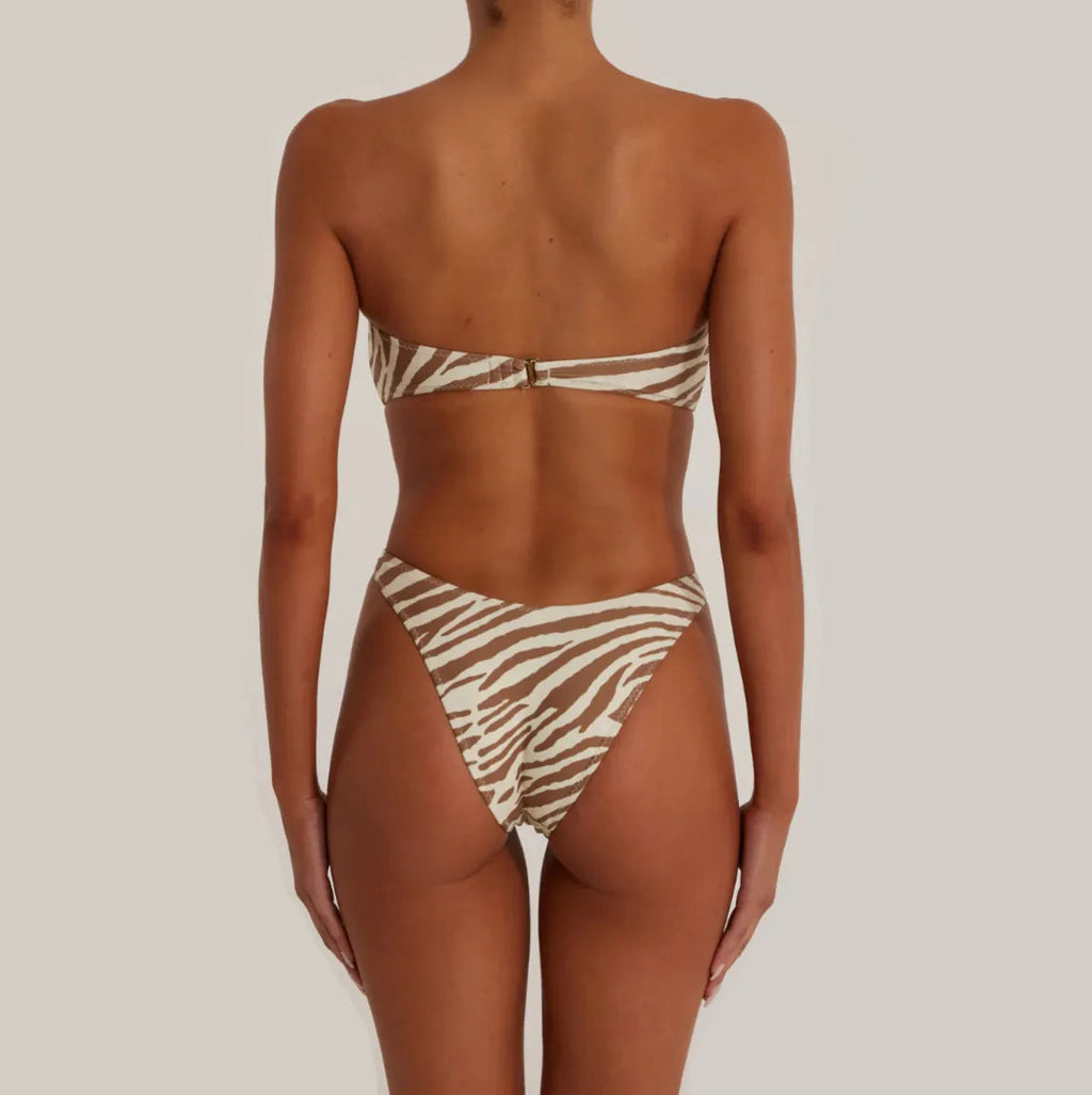 Savannah Style Zebra Print Strapless Bikini