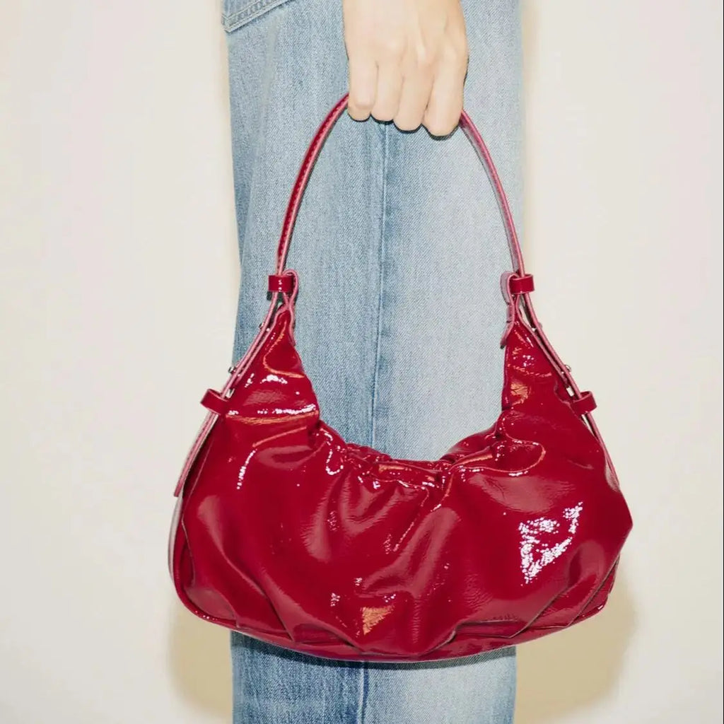 Scarlet Kiss Ruched Shoulder Bag