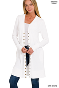 Full Sleeve Long Snap Cardigan - Off White