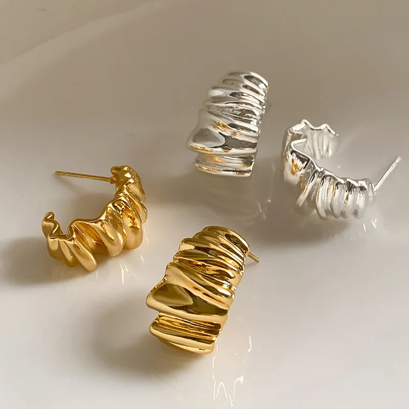 Sculpted Wave Stud Earrings