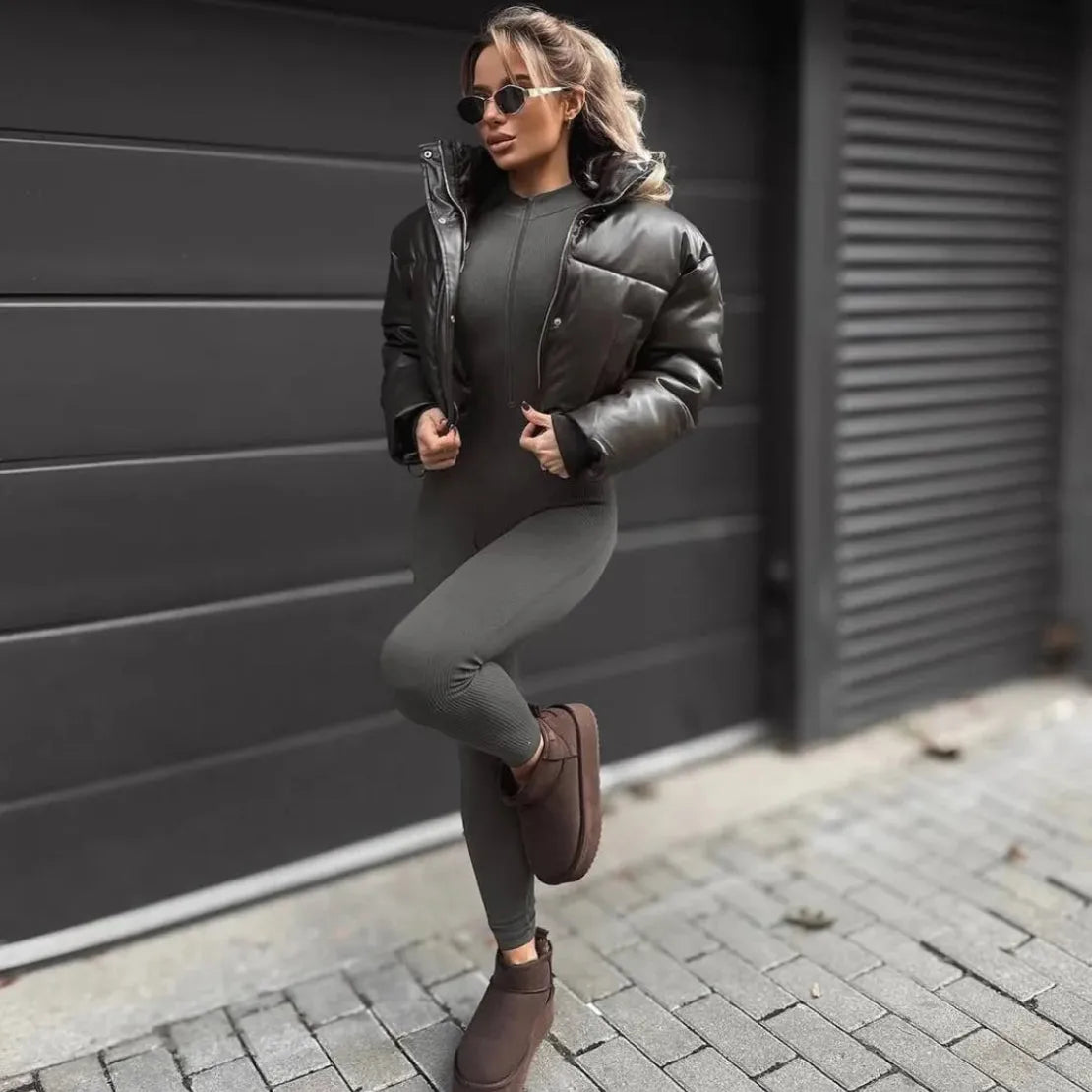 Second Skin Long Sleeve Gray Jumpsuit