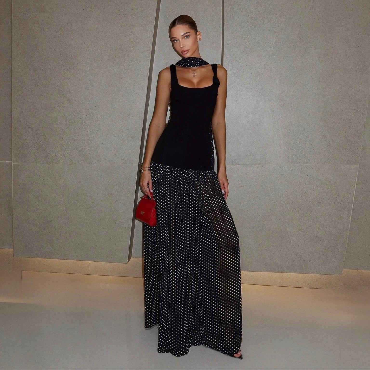 Secret Look Maxi Dress With Scarf Detail