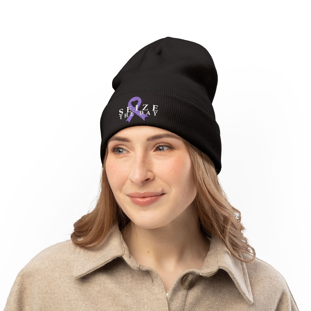 Seize the Day Embroidered Knit Beanie