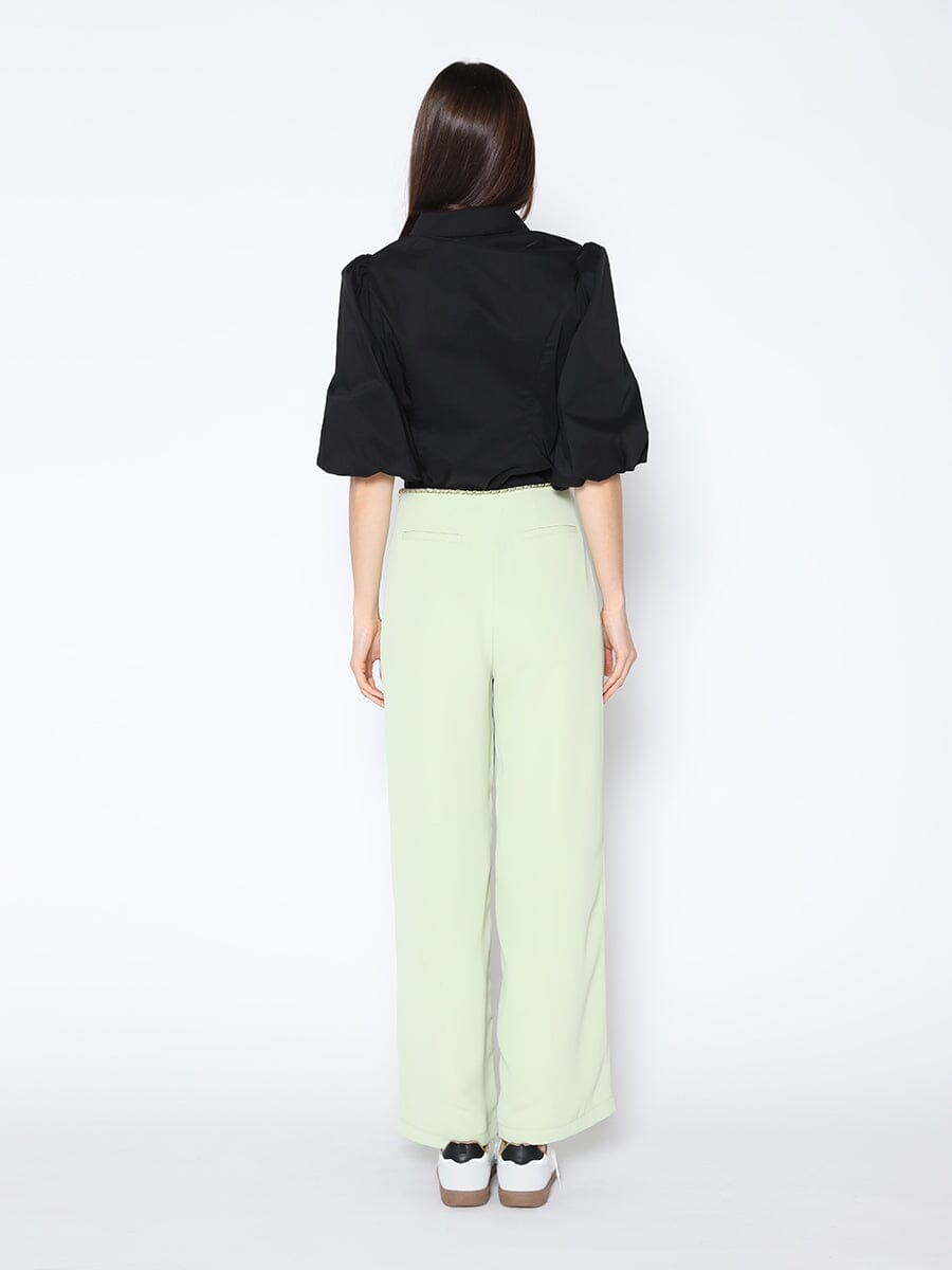 Sequin Embroidery Flower Detail Puff Sleeve Shirt