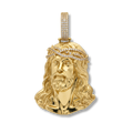 Moissanite Jesus Piece Pendant 925 Sterling Silver in 14K Gold