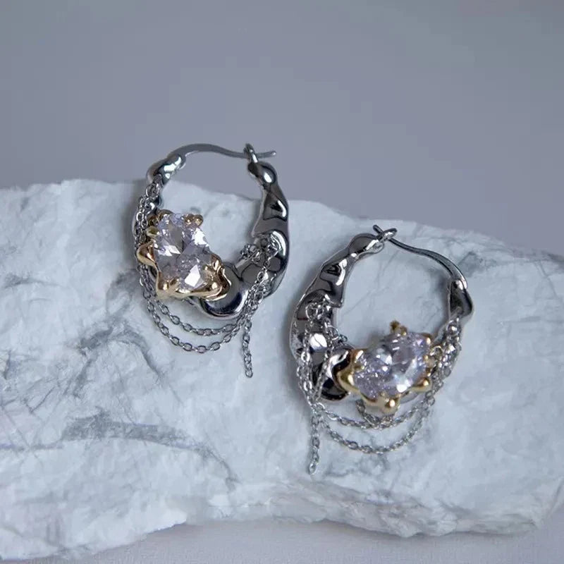 Shiny Crystal Hoop Earrings