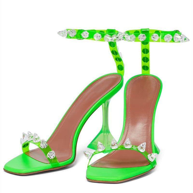 Showing Up Pyramid Green Sandals