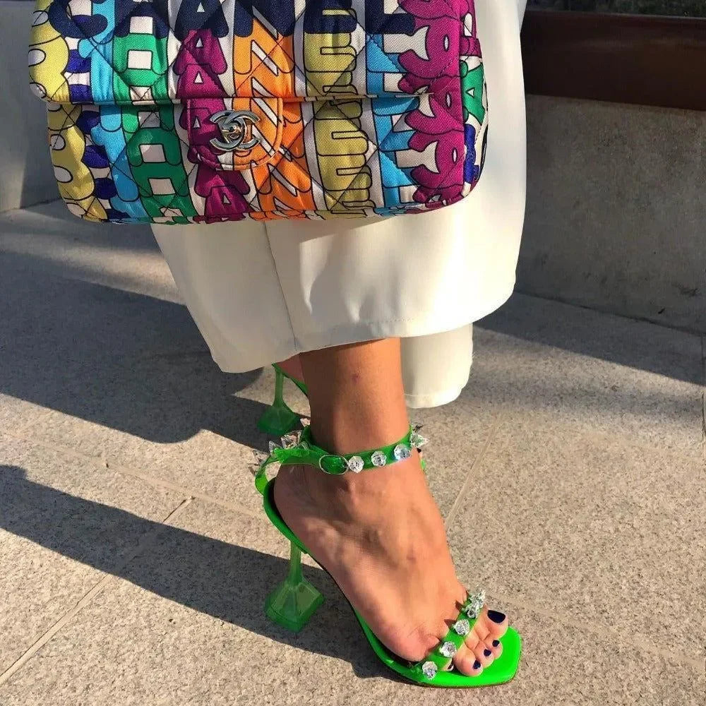 Showing Up Pyramid Green Sandals