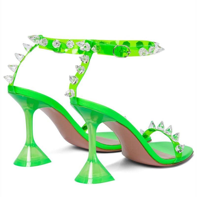 Showing Up Pyramid Green Sandals