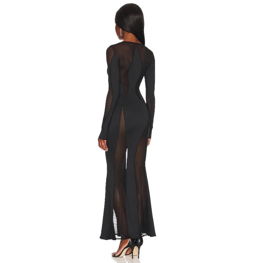 Siena Long Sleeve Mesh Maxi Dress