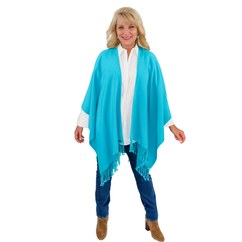 Signature Line Shawl Wrap - Turquoise