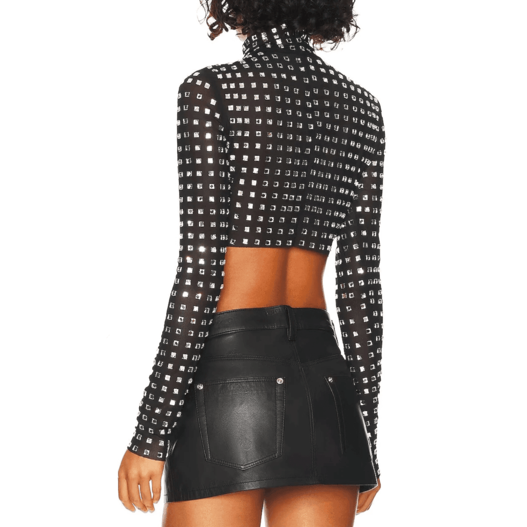 Silent Night Crystal Mesh Long Sleeve Top