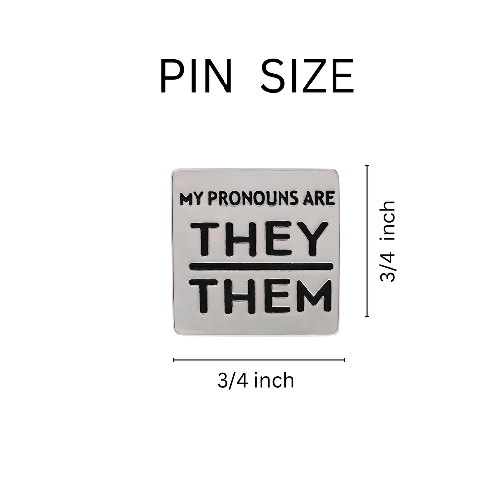 Silver Square My Pronouns Are They Them Pins