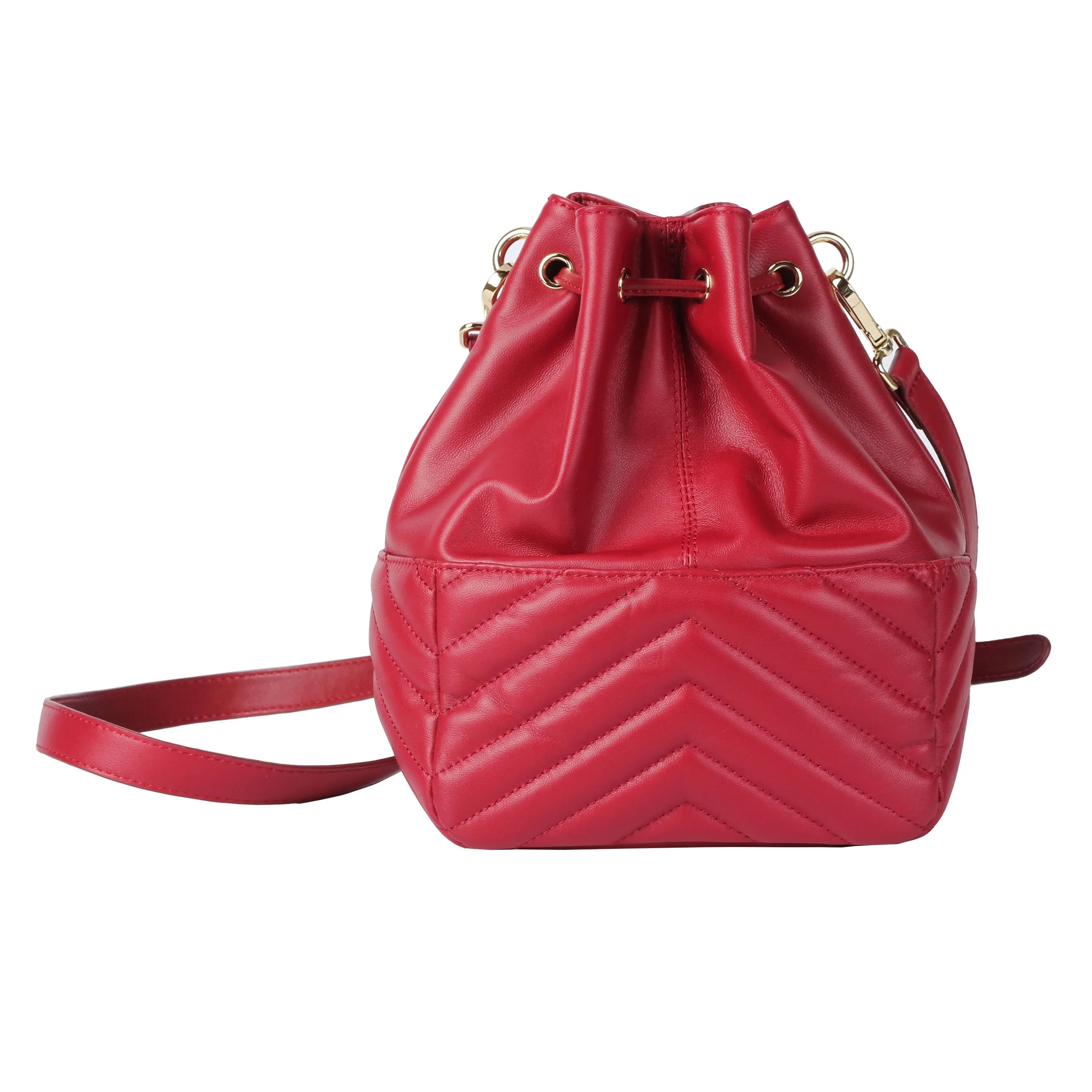 Soft Lambskin Bucket Bag – Striped Embroidery Design