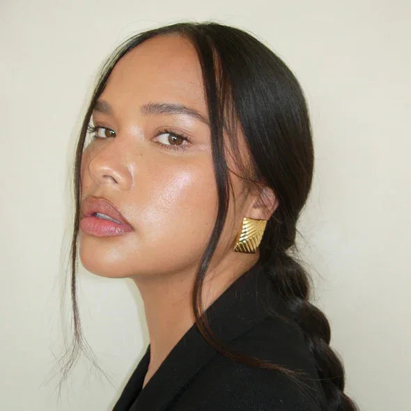 Square Lined Gold Earings