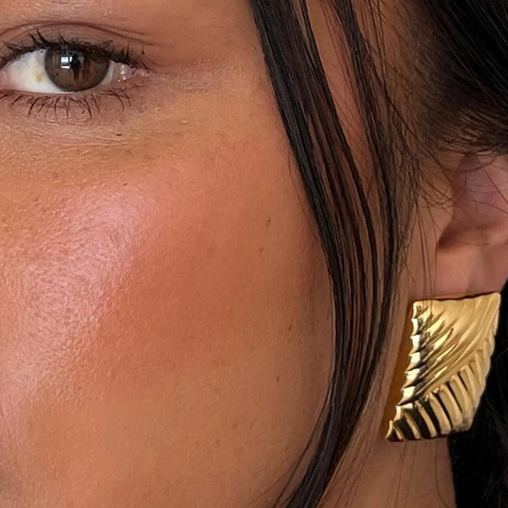 Square Lined Gold Earings