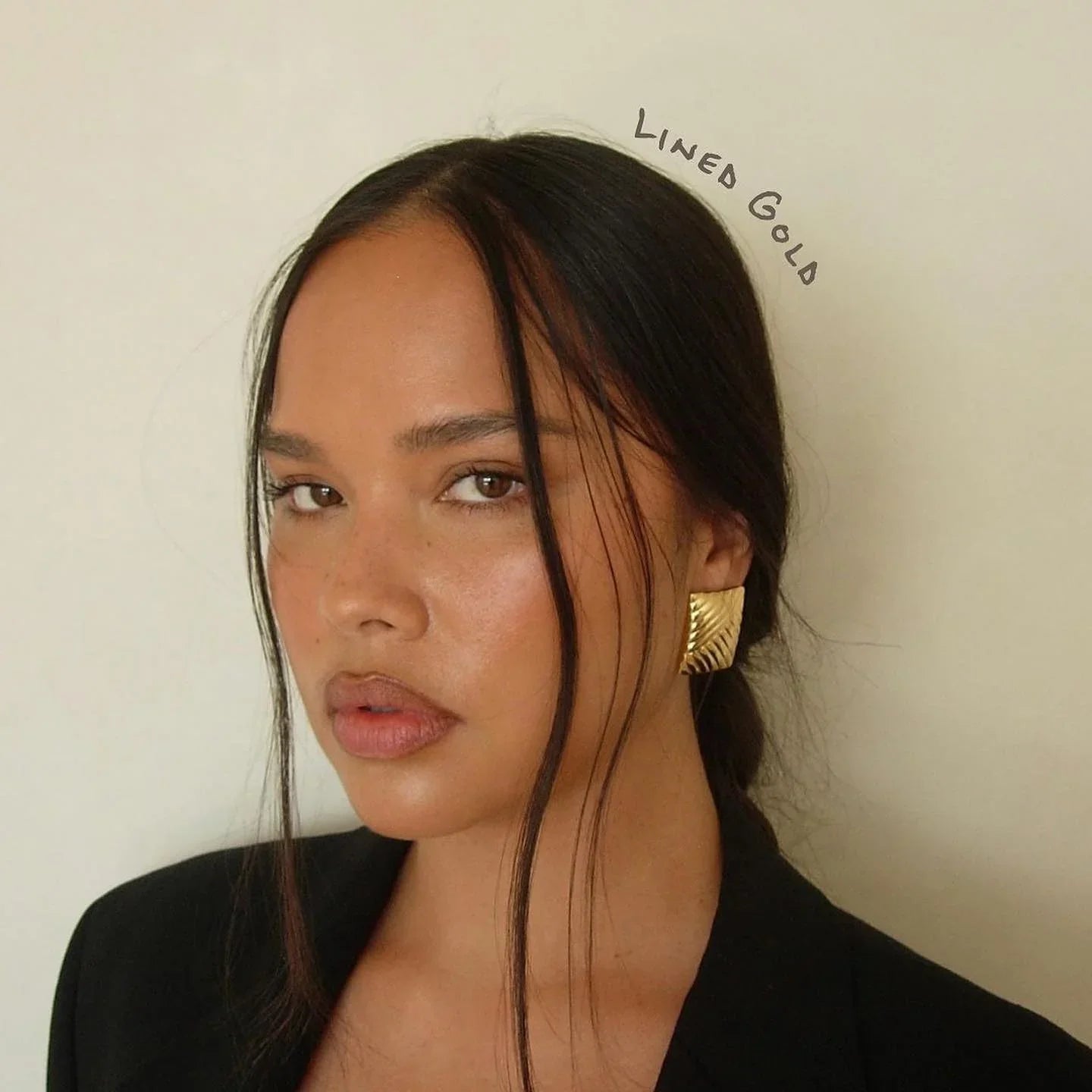 Square Lined Gold Earings