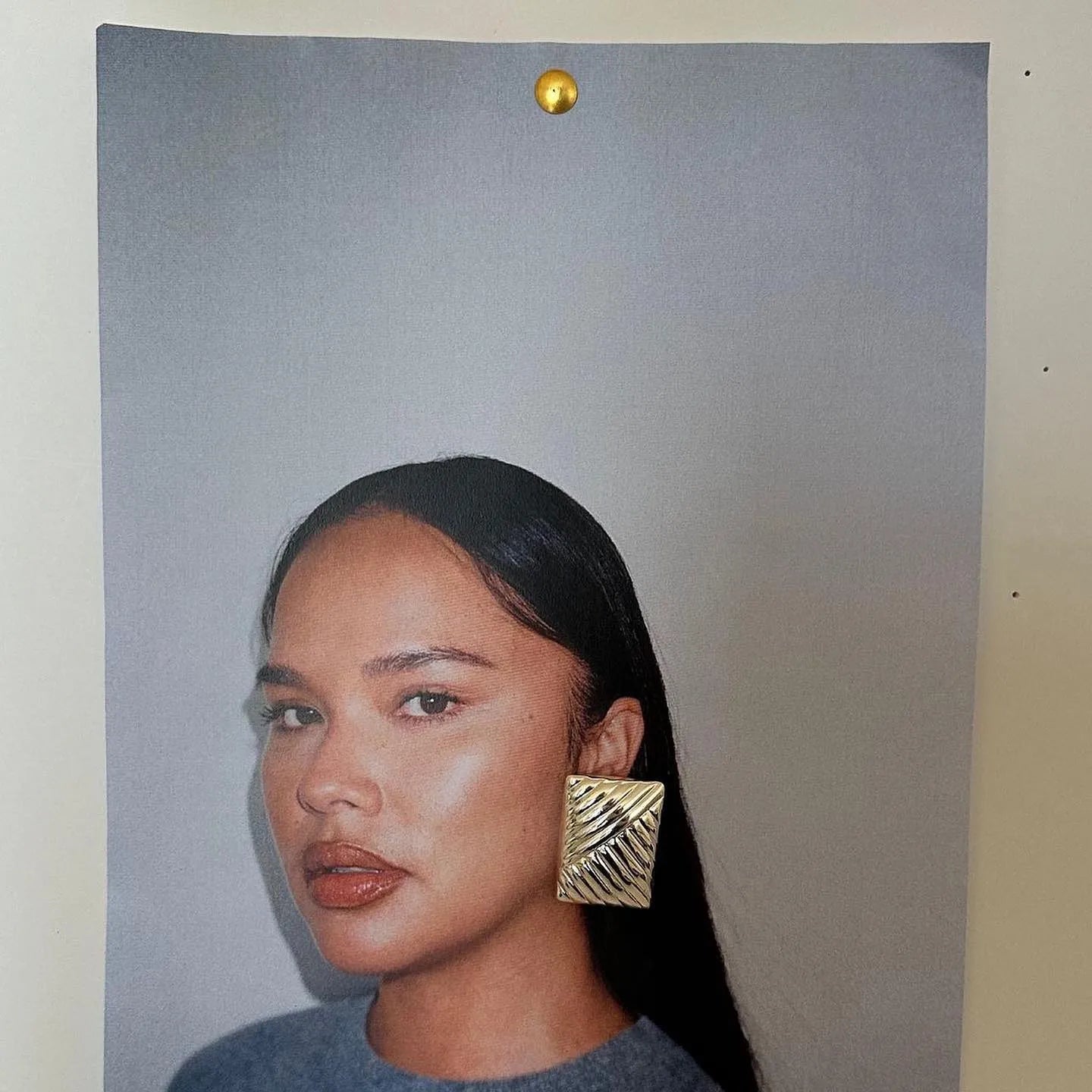 Square Lined Gold Earings