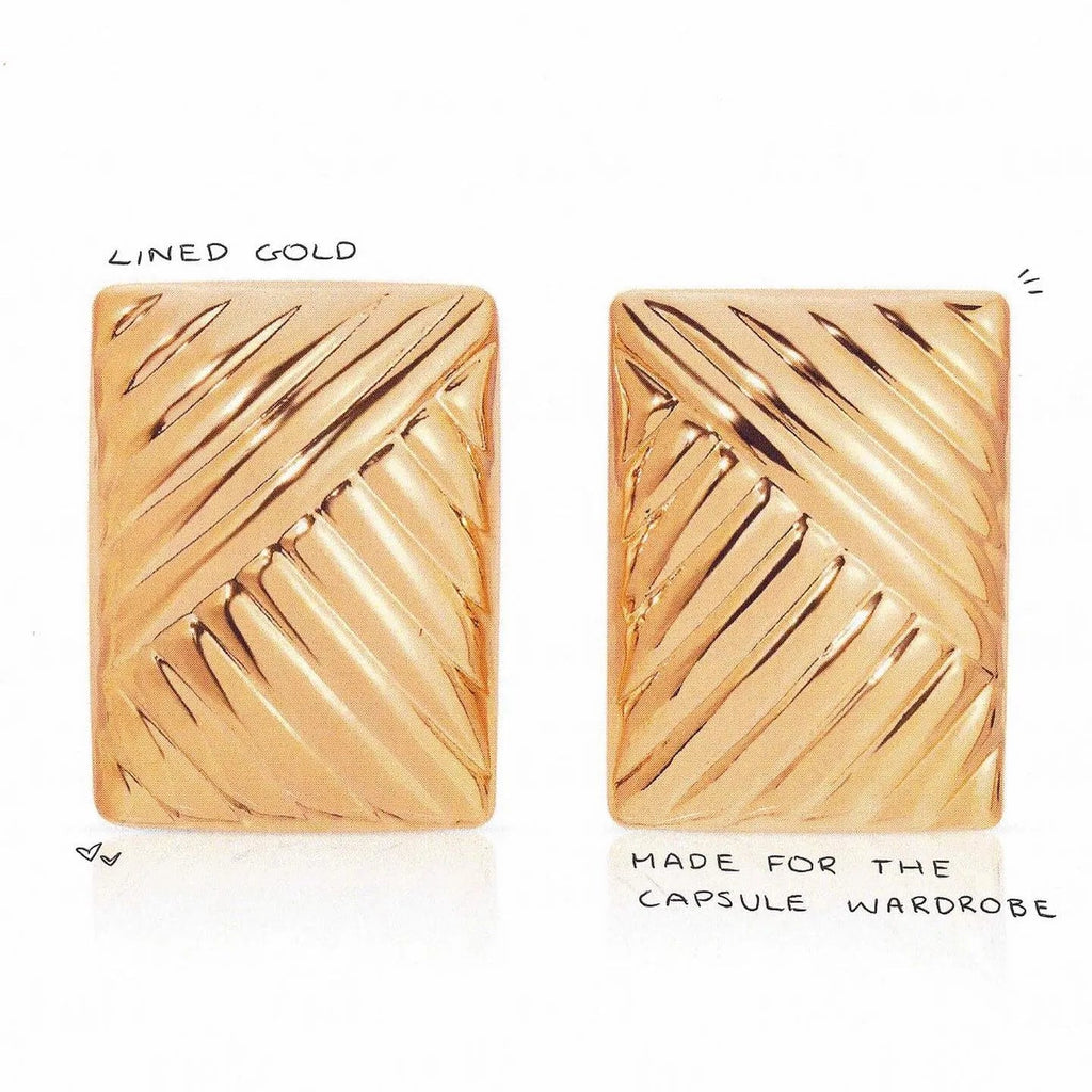 Square Lined Gold Earings