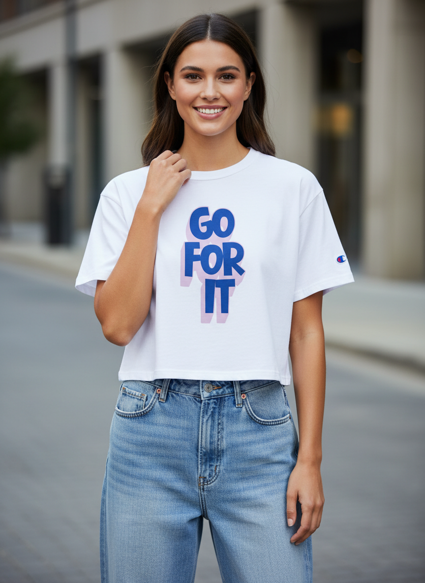 Champion GO FOR IT Cropped Cotton T-Shirt
