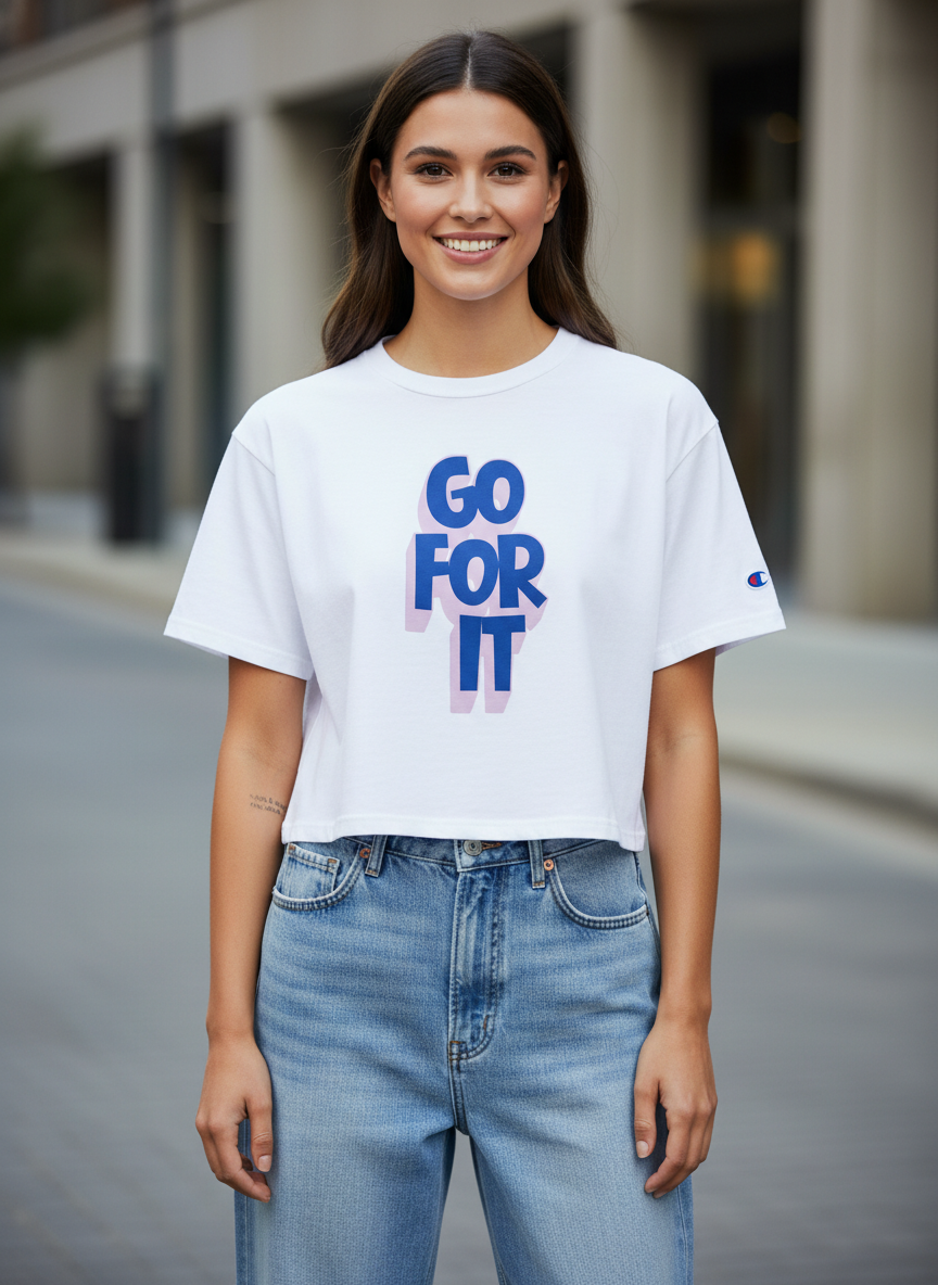 Champion GO FOR IT Cropped Cotton T-Shirt