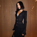 Streets Of Soho Black Knitted Ruffled Two Piece Set