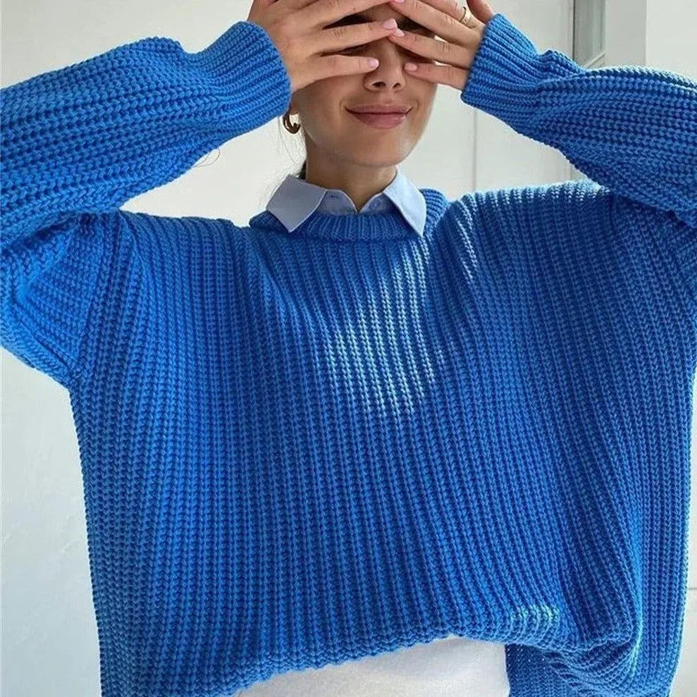 Sunset Trip Oversized Blue Knitted Sweater