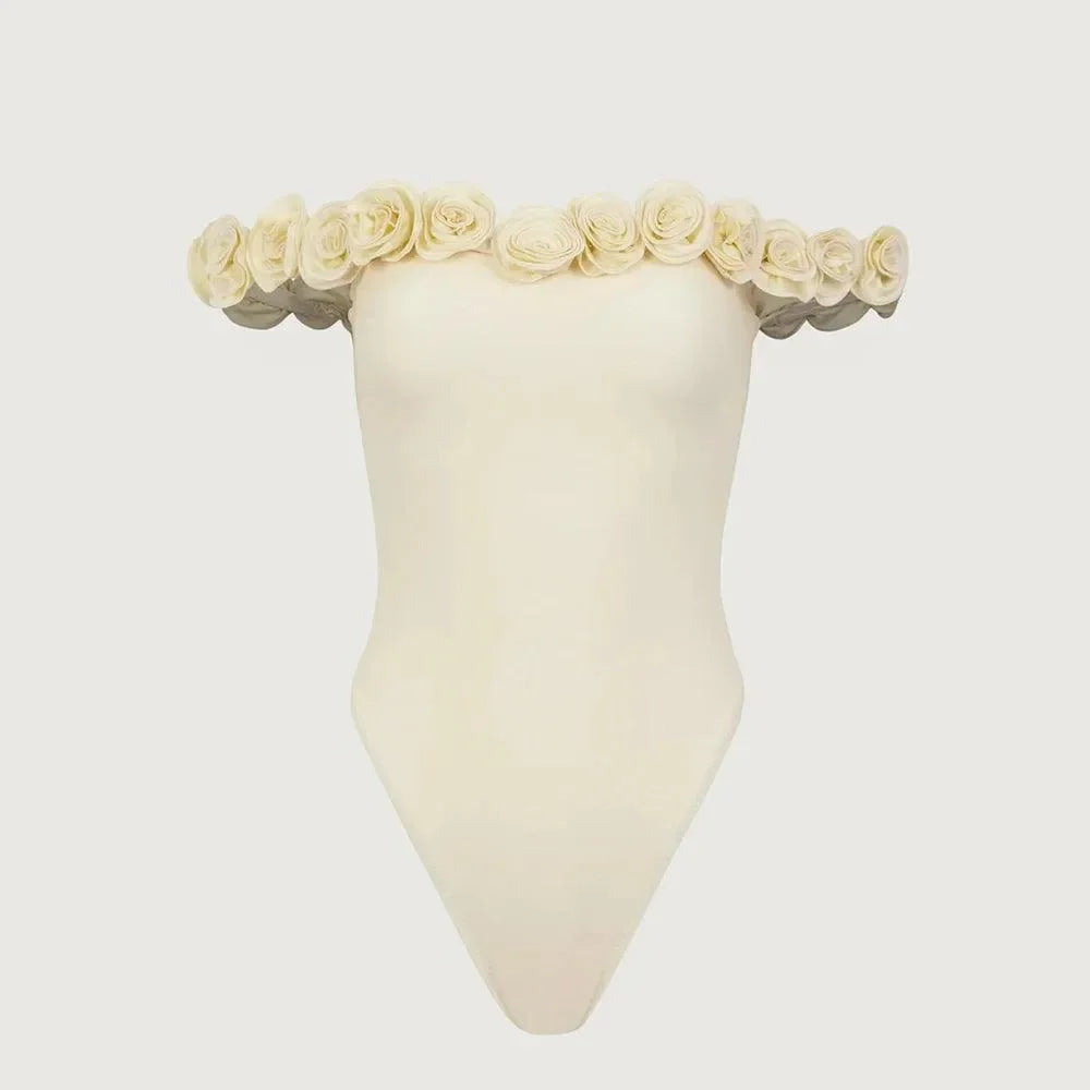 Sunshine Joy Ivory Off-Shoulder Swimsuit