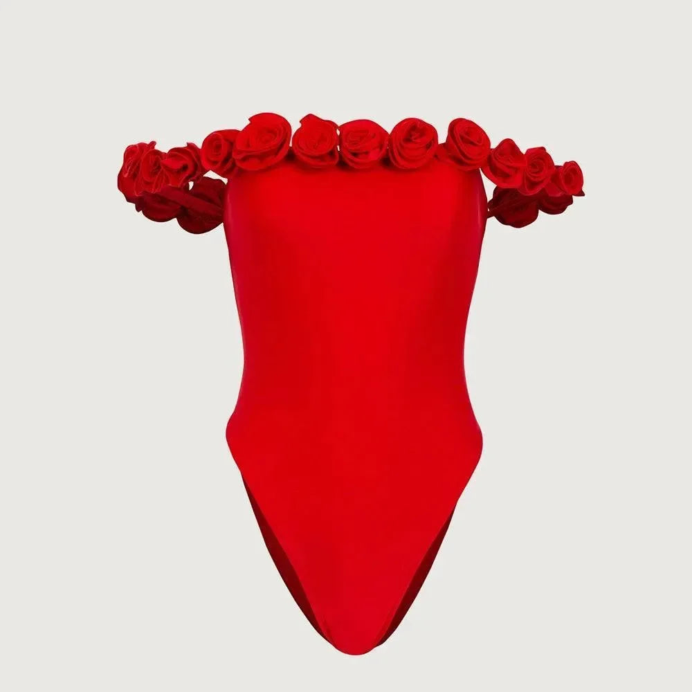 Sunshine Joy Red Off Shoulder Swimsuit