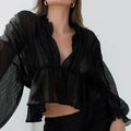 Sweet Fantasy Sheer Black Long Sleeve Top