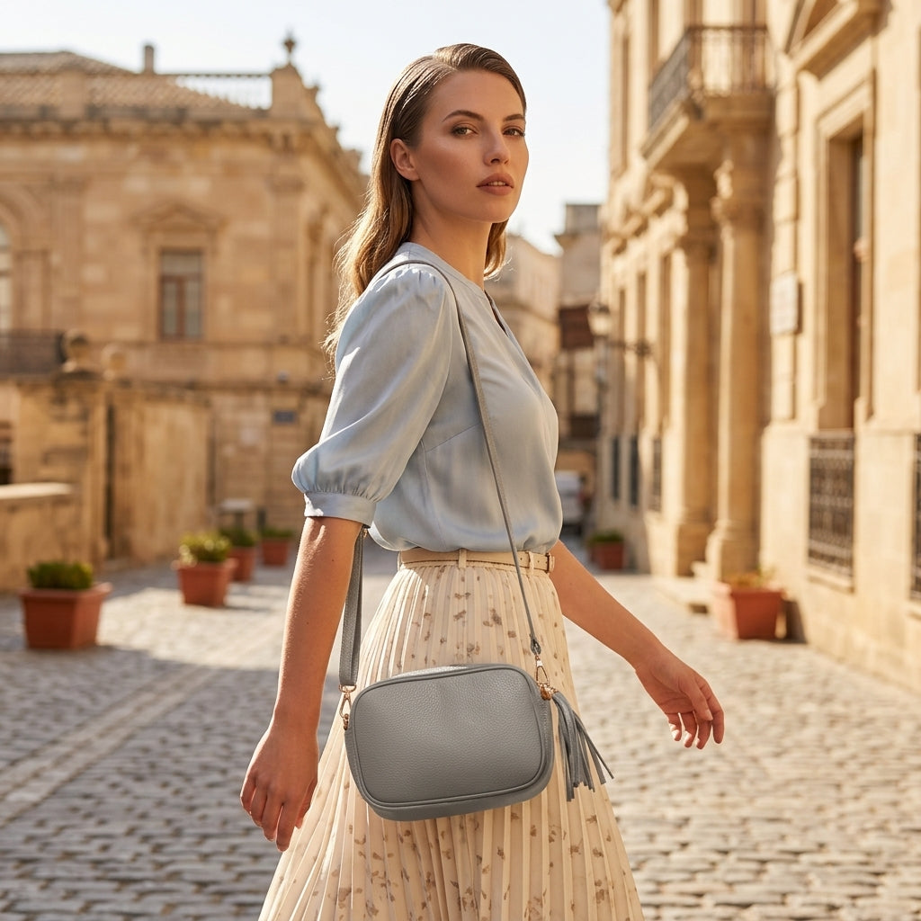 Italian Genuine Calf Leather Crossbody Bag 231302