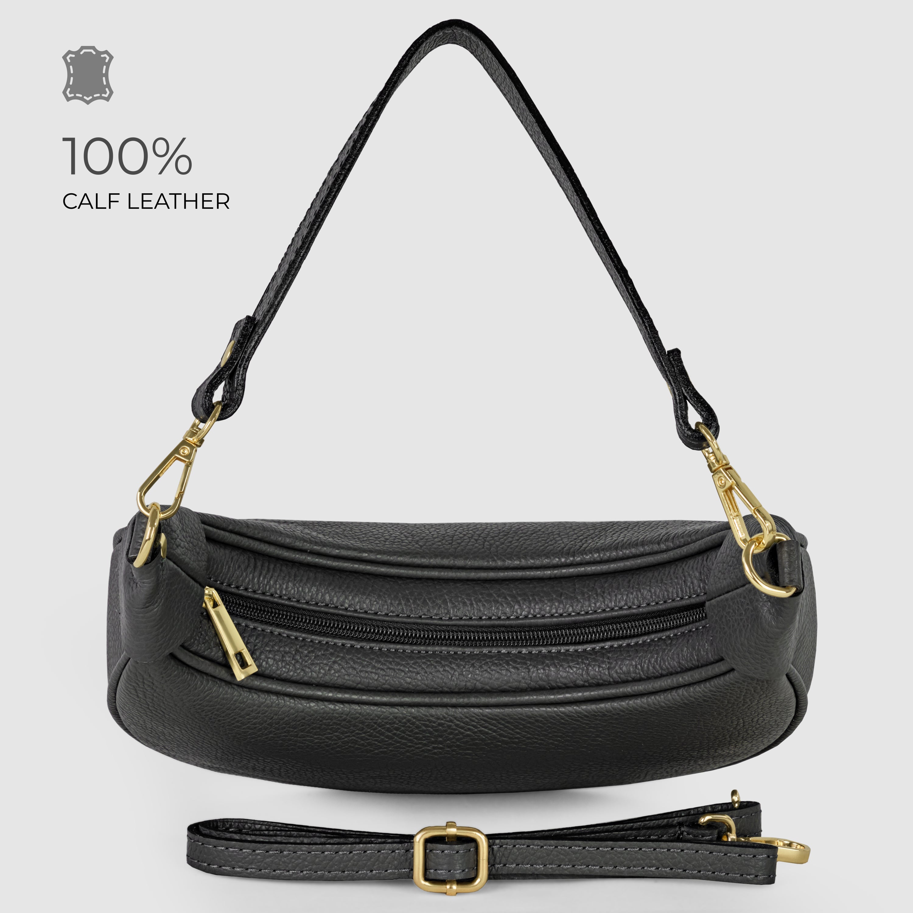 Italian Genuine Calf Leather Shoulder Bag 222024
