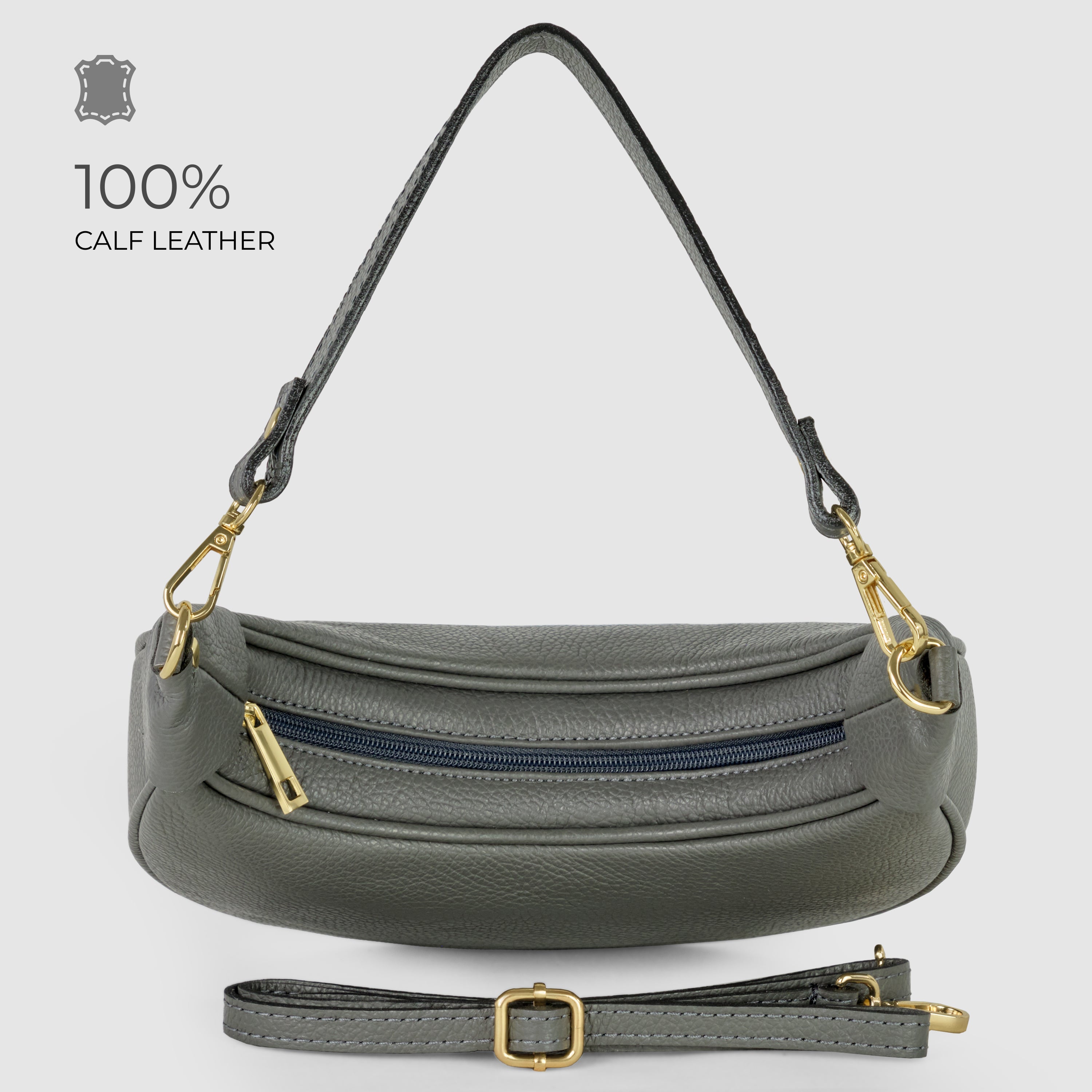 Italian Genuine Calf Leather Shoulder Bag 222024