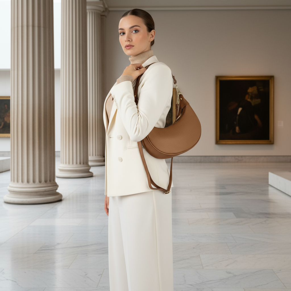 Italian Genuine Calf Leather Shoulder Bag 222024