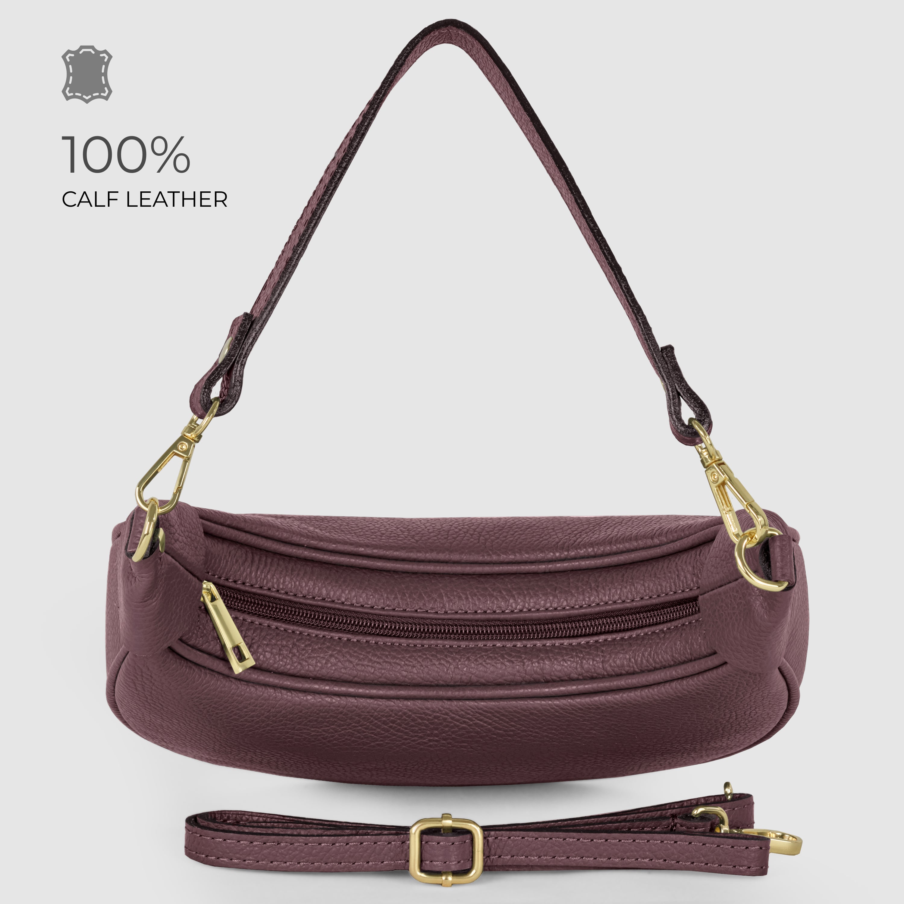 Italian Genuine Calf Leather Shoulder Bag 222024