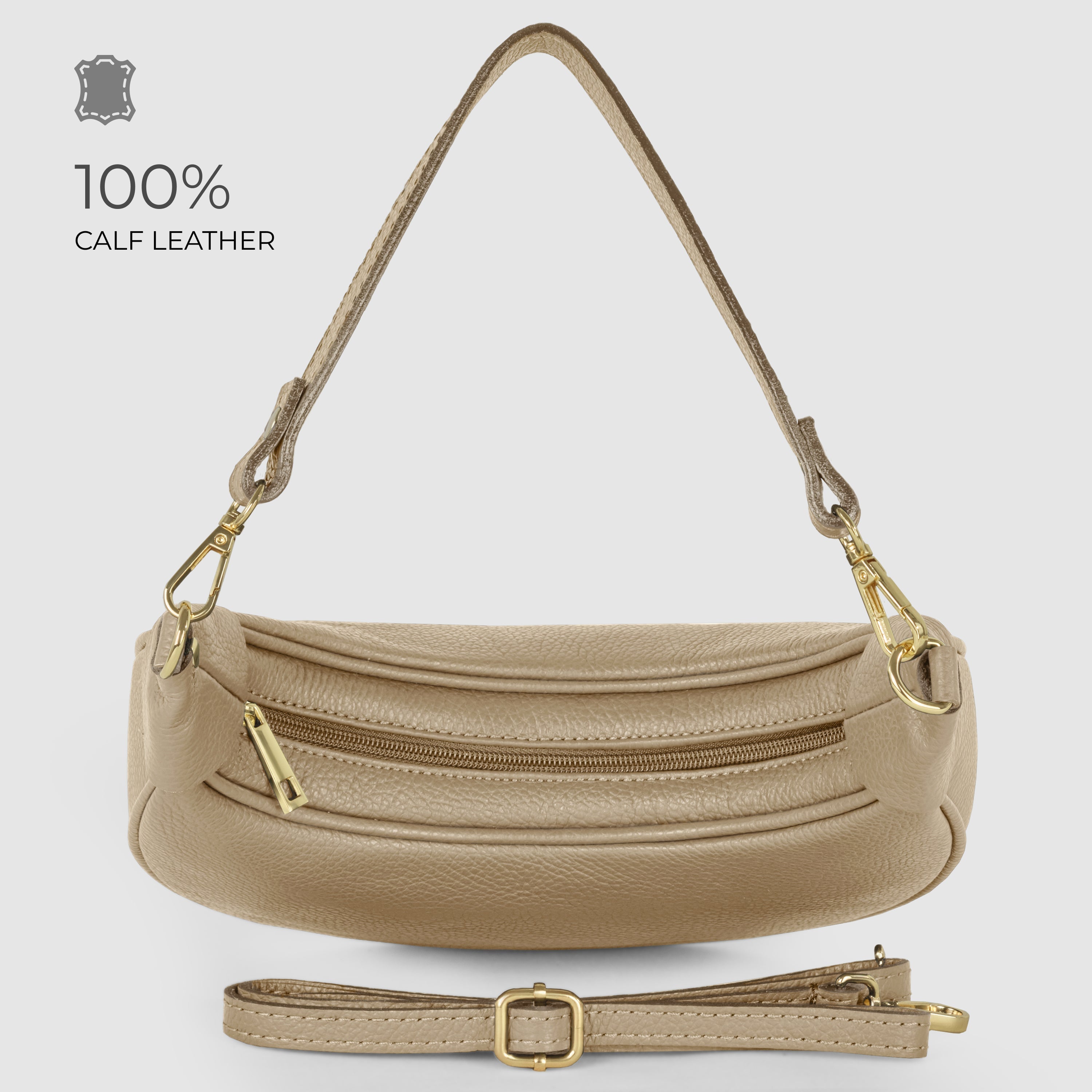Italian Genuine Calf Leather Shoulder Bag 222024