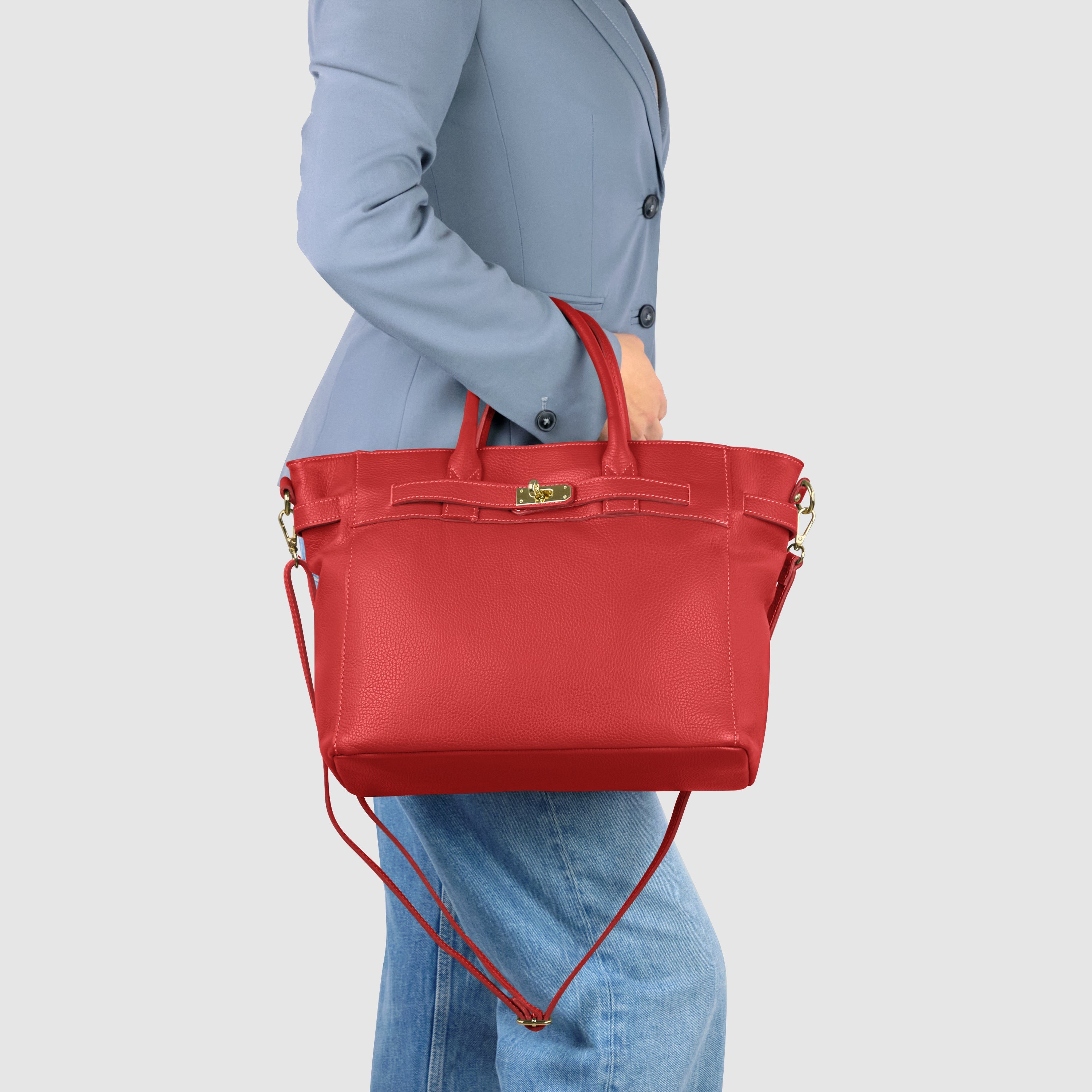 Italian Genuine Calf Leather Top-Handle Bag 233233