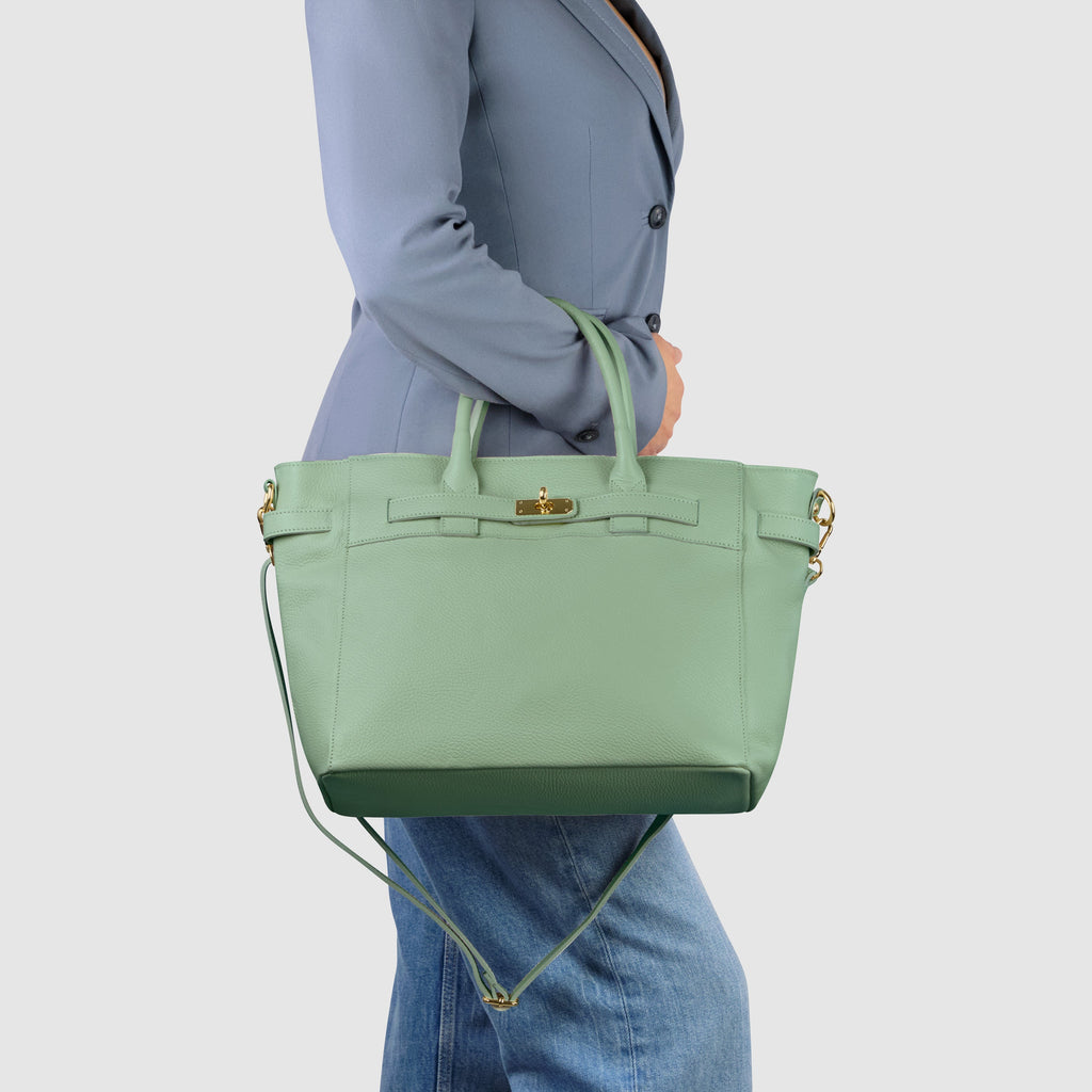 Italian Genuine Calf Leather Top-Handle Bag 233233