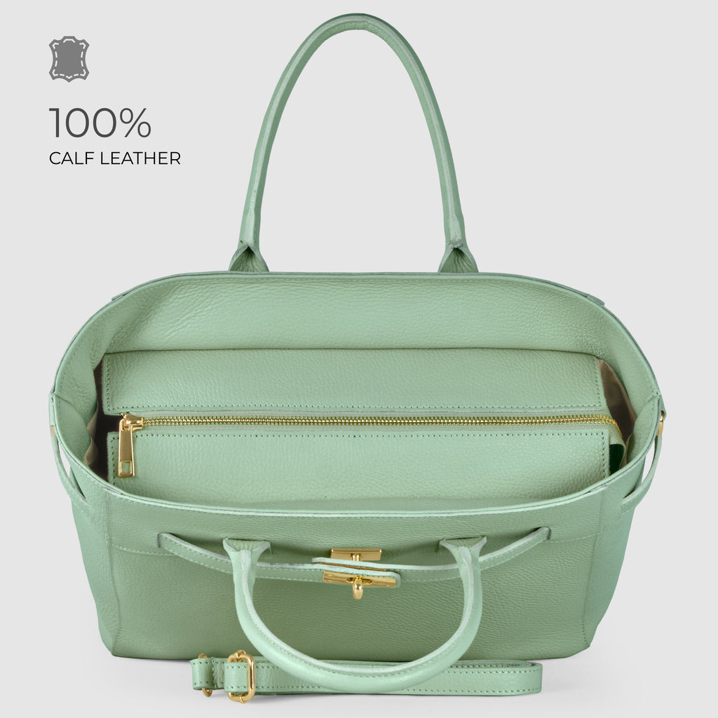 Italian Genuine Calf Leather Top-Handle Bag 233233