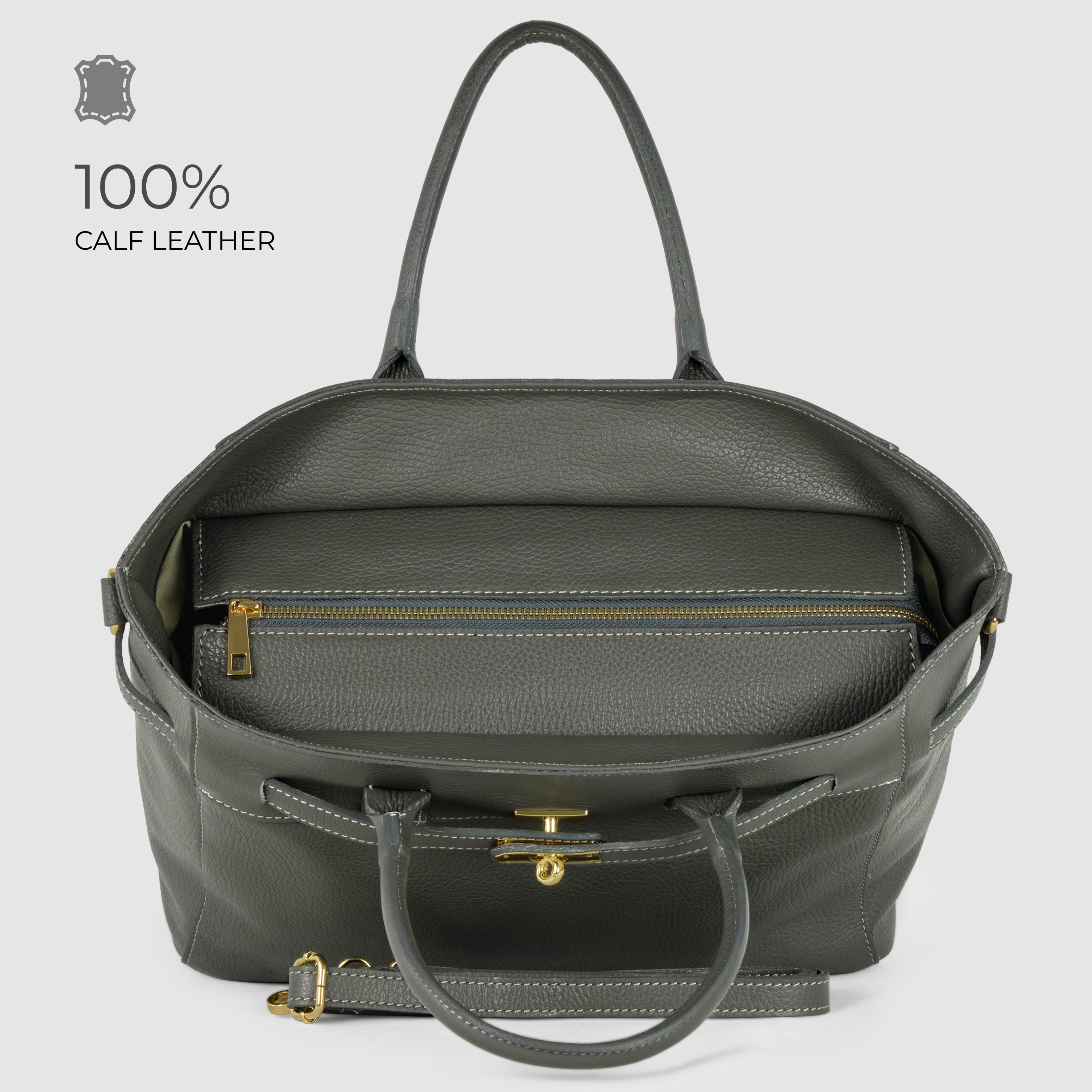 Italian Genuine Calf Leather Top-Handle Bag 233233