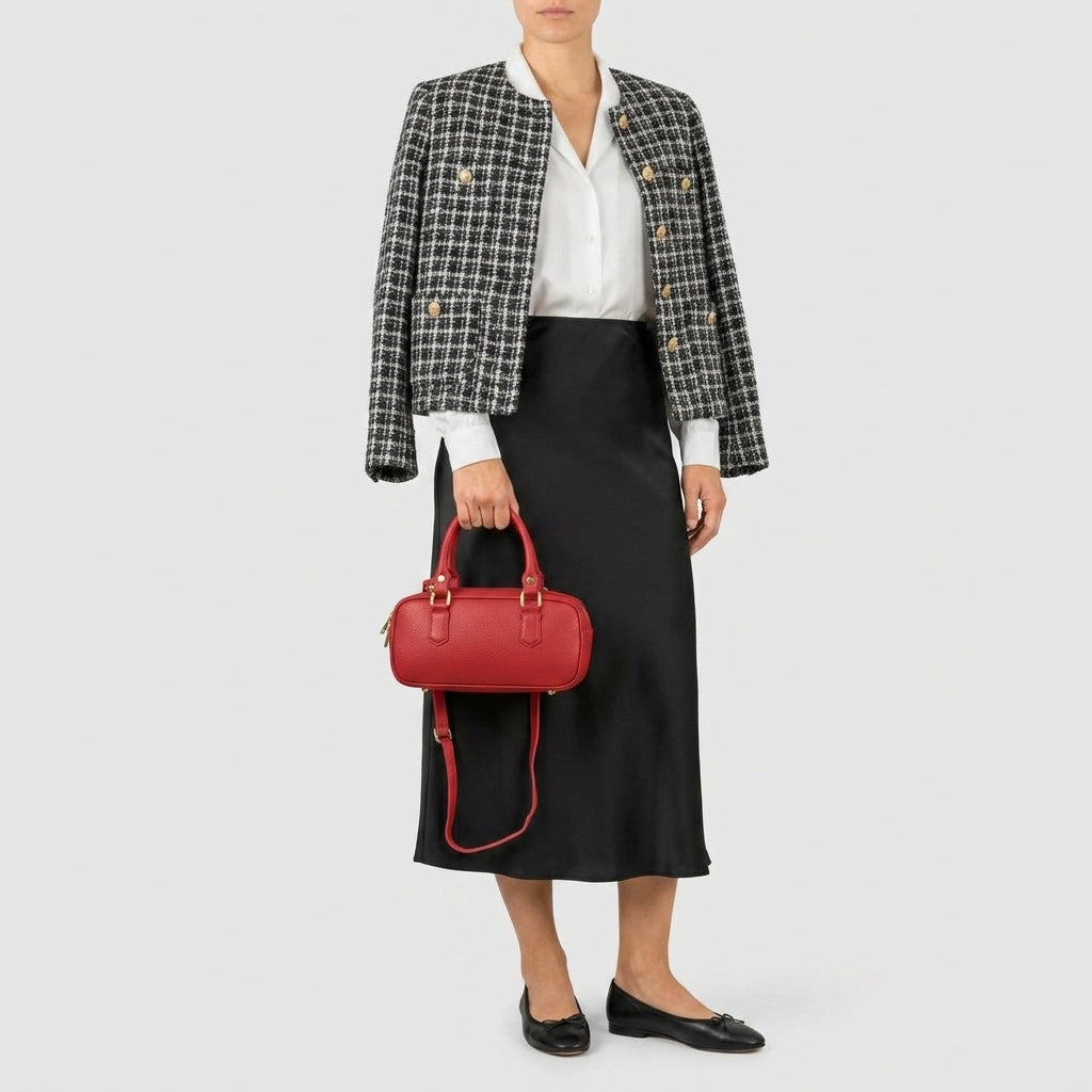 Italian Genuine Calf Leather Top-Handle Bag 252335