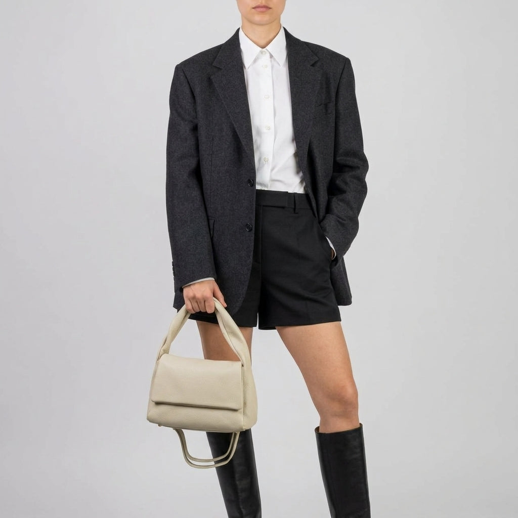 Italian Genuine Calf Leather Top-Handle Bag 262495