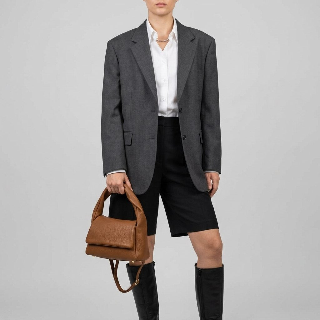 Italian Genuine Calf Leather Top-Handle Bag 262495