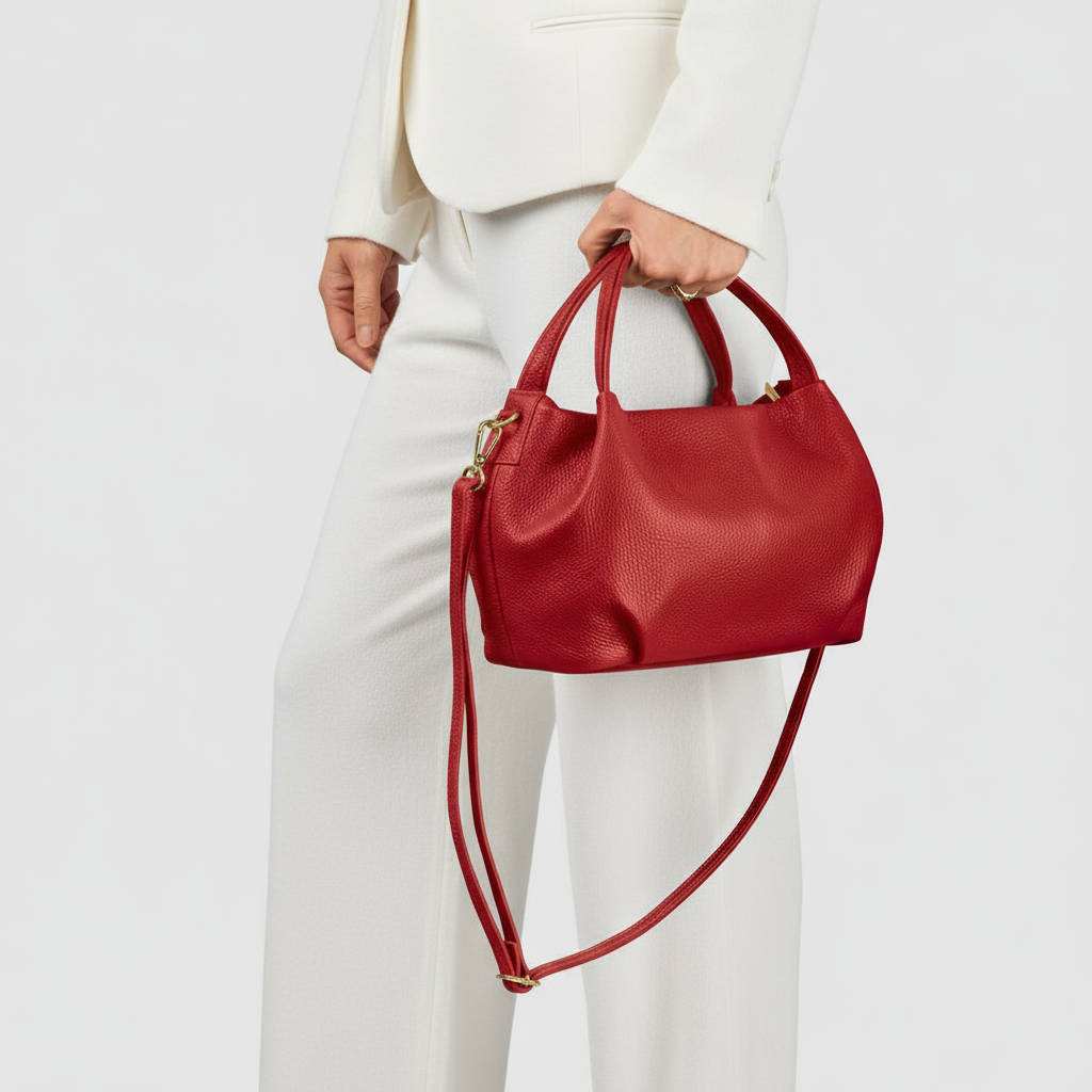 Italian Genuine Calf Leather Top-Handle Bag 322055